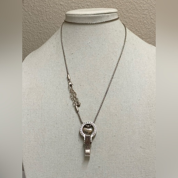 Brighton Jewelry Brighton Floating Heart Badge Clip Lanyard Necklace Silver Poshmark